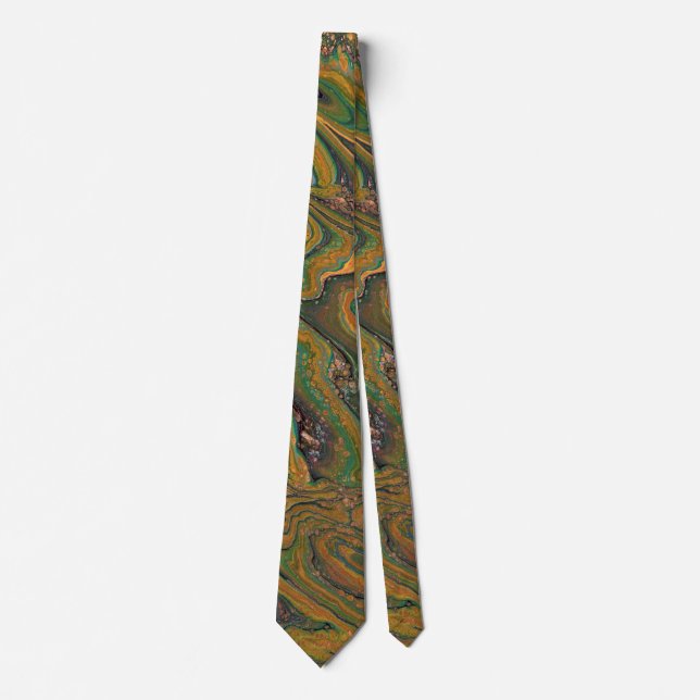 La Strada 2 Grönt och Guld Geode Abstrakt Tie Slips (Framsida)