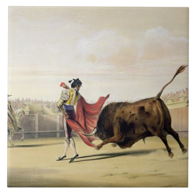 La Suerte de la Capa, 1865 (färglithoen) Kakelplatta (Framsidan)