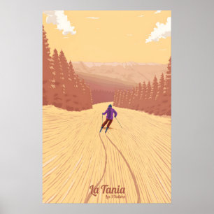 La Tania skidort resa affisch