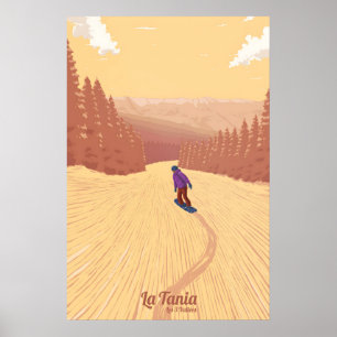 La Tania Snowboard Reseskylt Poster