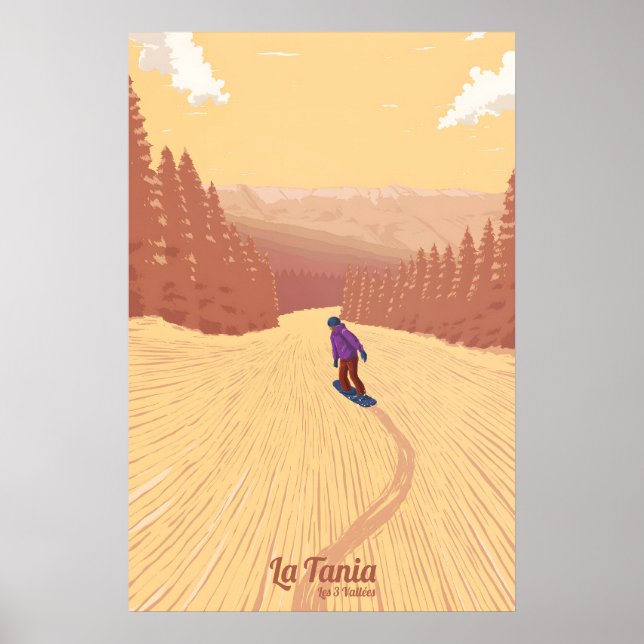 La Tania Snowboard Reseskylt Poster (Framsidan)