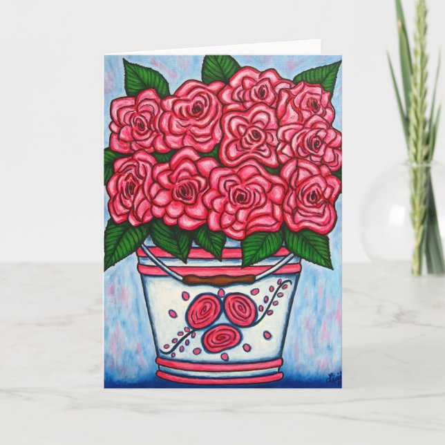 La tävlar rosa hälsning för en/noterar kortet kort (Framsida)