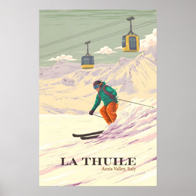La Thuile Italien Skidort Reseskylt Poster (Framsidan)