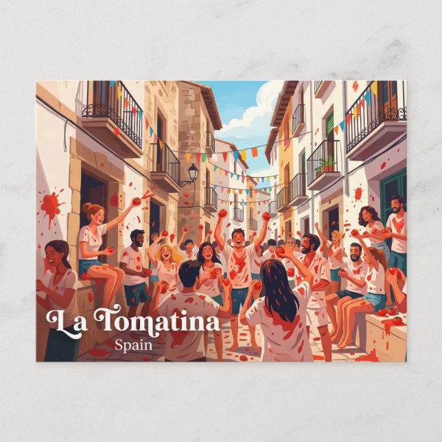 La Tomatina Bunol Spanien Vykort (Framsida)