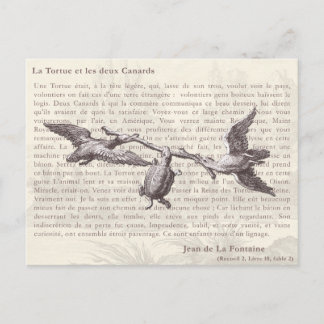 La Tortue et les deux Canards: Jean de La Fontaine Vykort