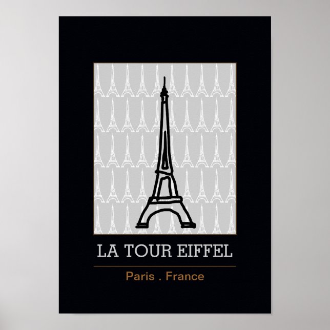 La Tour Eiffel / svart och vitt Poster (Framsidan)