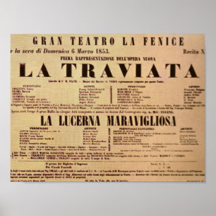La Traviata Världspremiäraffisch (1853) Poster