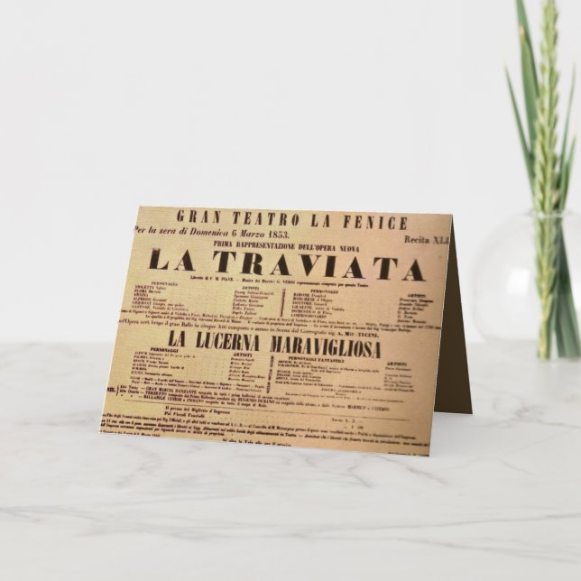 La Traviata World Premiere Poster (1853) Kort (Framsida)