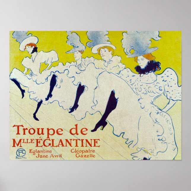 La Troupe de Mlle Eglantine av Toulouse Lautrec Poster (Framsidan)