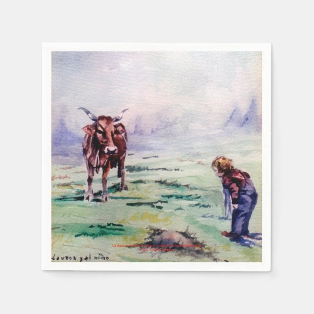 La vaca y el niño/The cow and the boy Pappersservett (Framsidan)