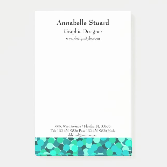 La Vegas Teal Glitzy Bling Teal Post-it Block (Framsida)