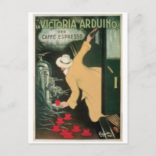 La Victoria Arduino Vintage Coffee Drink Ad Art Vykort