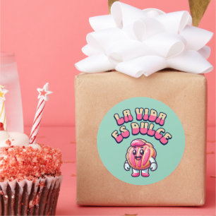 La Vida es Dulce Concha Rosa Pan Dulce Shirt Runt Klistermärke