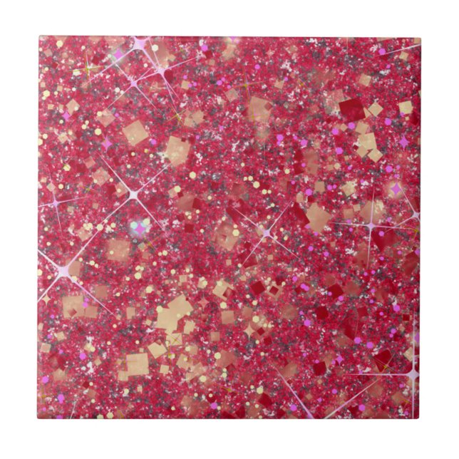 La Vida Magenta Rosa Färg Faux Glitter Solid Kakelplatta (Framsidan)
