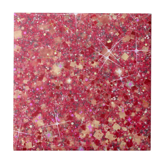 La Vida Magenta Rosa Färg Faux Glitter Solid Kakelplatta (Framsidan)