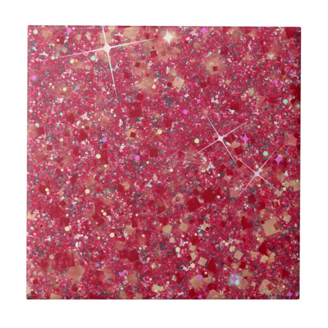 La Vida Magenta Rosa Färg Faux Glitter Solid Kakelplatta (Framsidan)