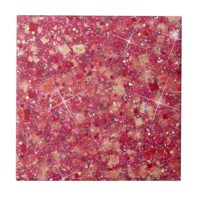 La Vida Magenta Rosa Färg Faux Glitter Solid Kakelplatta (Framsidan)