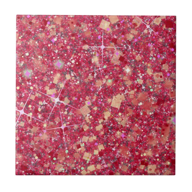 La Vida Magenta Rosa Färg Faux Glitter Solid Kakelplatta (Framsidan)