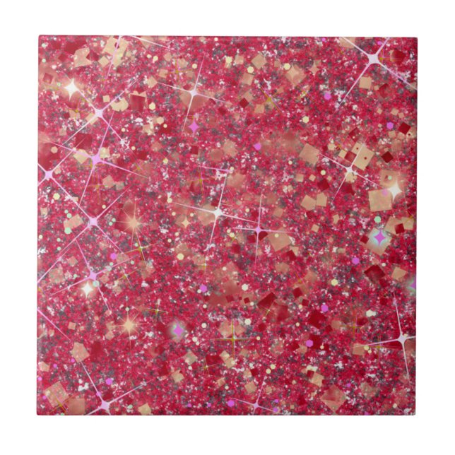 La Vida Magenta Rosa Färg Faux Glitter Solid Kakelplatta (Framsidan)