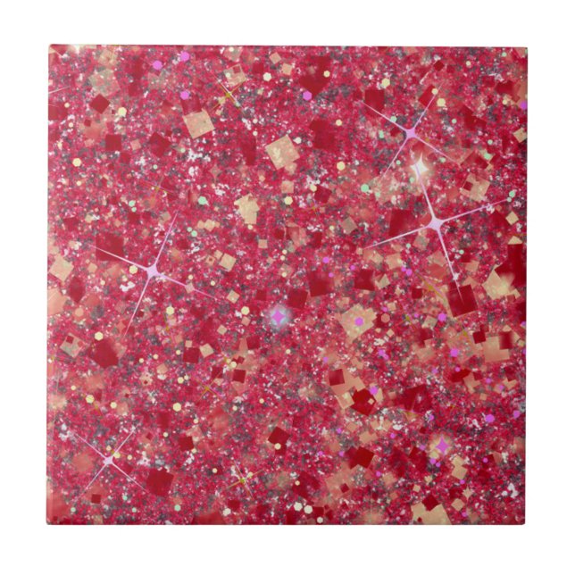 La Vida Magenta Rosa Färg Faux Glitter Solid Kakelplatta (Framsidan)