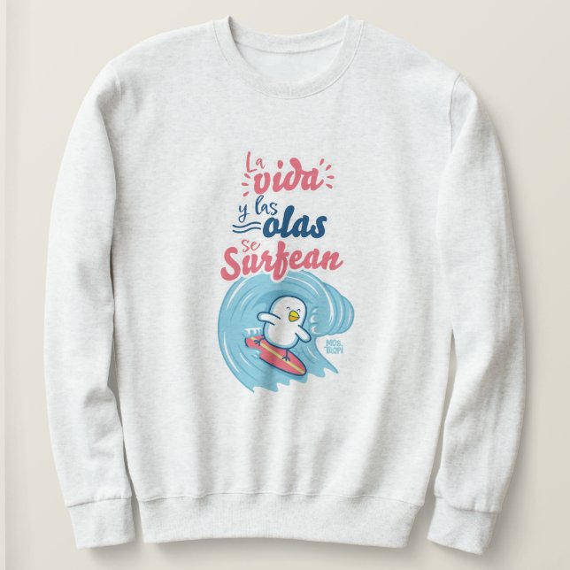 │La vida y las olas se surfean T Shirt (Design framsida)