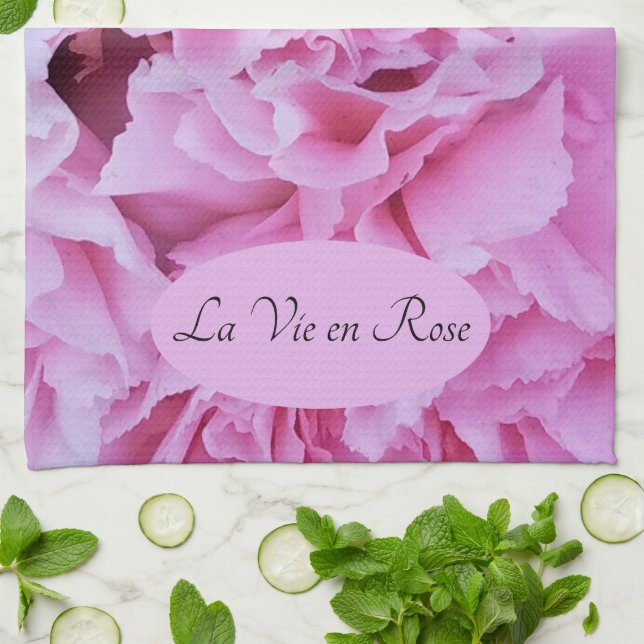 La Vie en Ro Rosa Carnation Kökshandduk (Vikta)