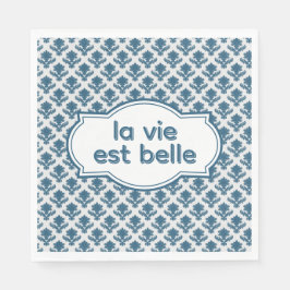 La Vie Es Belle Elegant French Tapestry Blue White Pappersservett