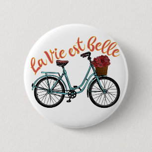 La Vie Est Belle Fransk Bicycle Knapp