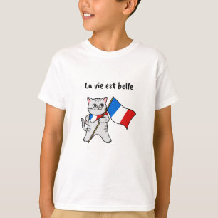 La vie est belle Fransk cat T Shirt
