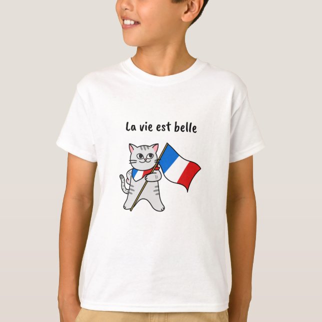 La vie est belle Fransk cat T Shirt (Framsida)