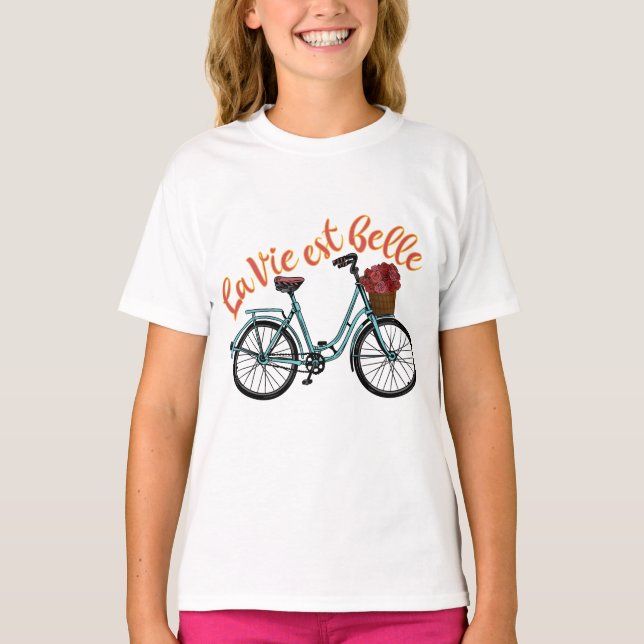 La Vie Est Belle French Bicycle T Shirt (Framsida)