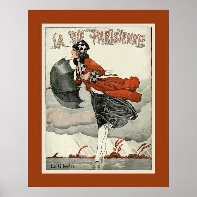 La Vie Parisienne ~ La Giboulee ~ Sleet 1918 Poster (Framsidan)