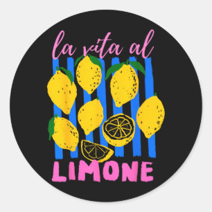 La Vita Al Limone Rolig Italiensk Citron Frukt Som Runt Klistermärke