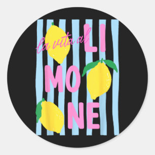 La Vita Al Limone Rolig Italiensk Citron Frukt Som Runt Klistermärke