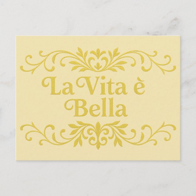 La Vita è Bella – Elegant Italian Life Quote Vykort (Framsida)