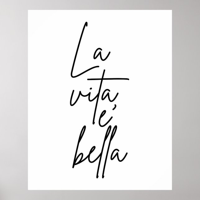 La Vita E' Bella Italienska citattecken Poster (Framsidan)