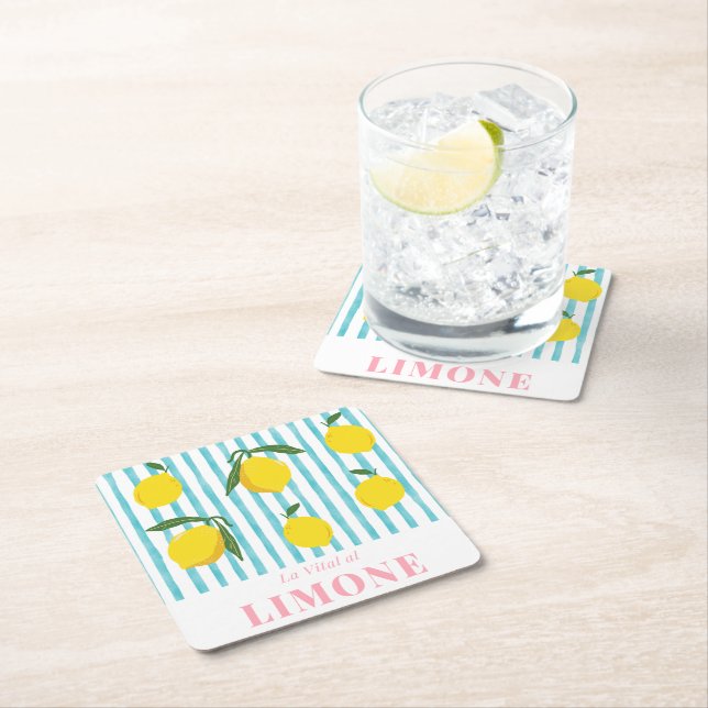 La Vital al Limone - Bright Lemon Mönster Underlägg Papper Kvadrat (Insitu)