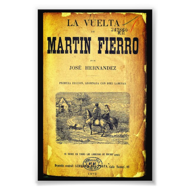 La Vuelta de Martín Fierro (Cover, 1879 first ed.) Fototryck (Framsidan)
