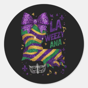 La Weezy Ana Mardi Gras Louisiana Karta Fettisdage Runt Klistermärke