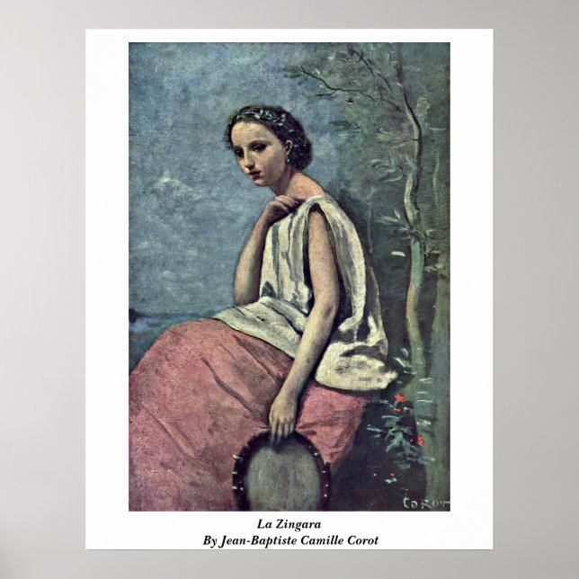 La Zingara av Jean-Baptiste Camille Corot Poster (Framsidan)