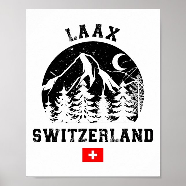 Laax Schweiz Ski Resort Alperna Alpine Skiing Swi Poster (Framsidan)