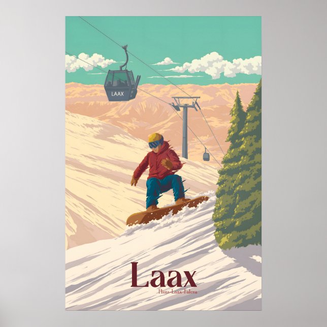 Laax Schweiz Snowboard Reseskylt Poster (Framsidan)
