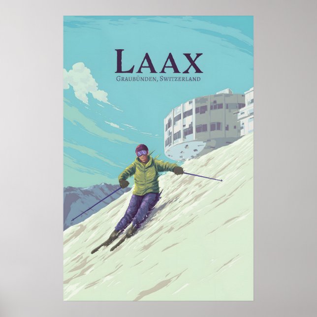 Laax Skidort Reseskylt v2 Poster (Framsidan)