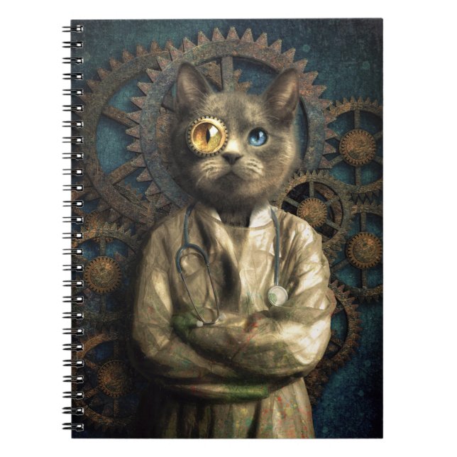 Lab Cat Steampunk Anteckningsbok (Framsidan)
