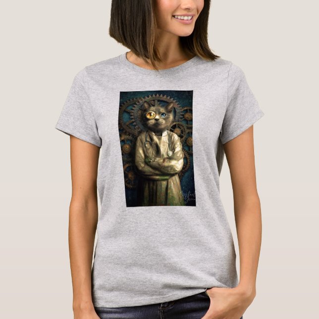 Lab Cat Steampunk T-Shirt (Framsida)