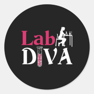 Lab Diva Lab Tech Chemist Laboratorietekniker Runt Klistermärke
