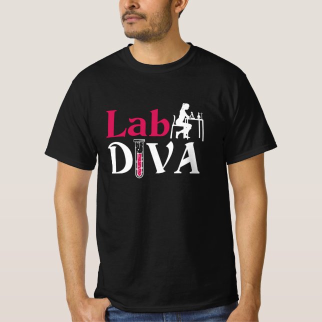 Lab Diva Lab Tech Chemist Laboratorietekniker T Shirt (Framsida)