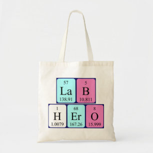 Lab Hero periodisk påse i bord namn Tygkasse