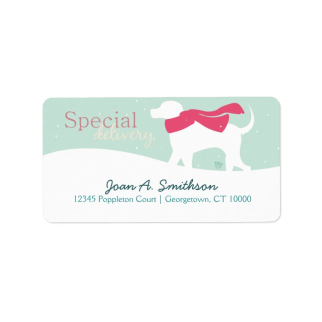 Lab Hund i Snö Adressetikett (Framsidan)