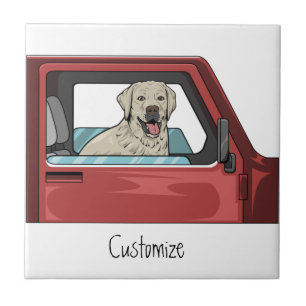 Lab Hund Riding Pistol Thunder_Cove Kakelplatta